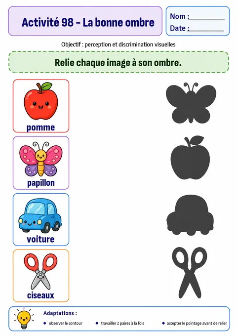 Activité : la bonne ombre