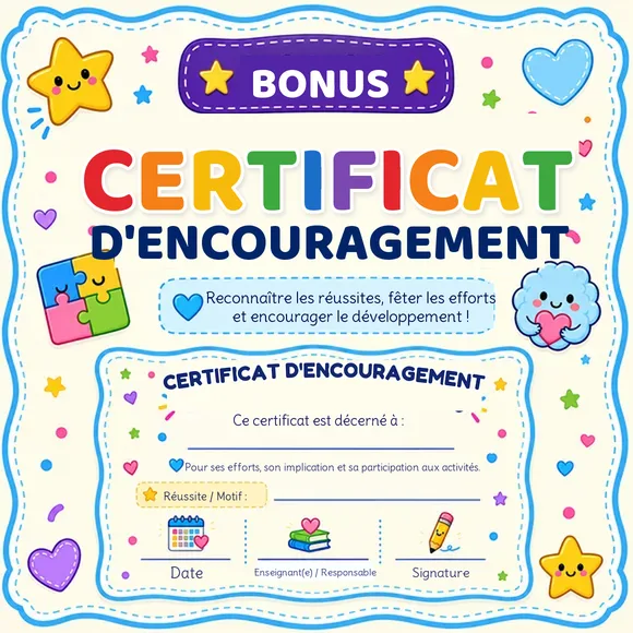 Bonus : certificat d'encouragement